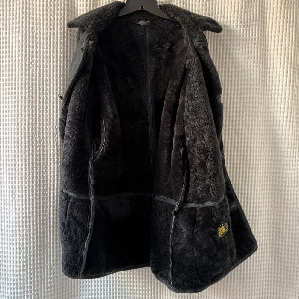 Vtg Owen Barry warm gray sheepskin shearling men's coat size XL [FLAWED; READ] - Picture 5 of 8